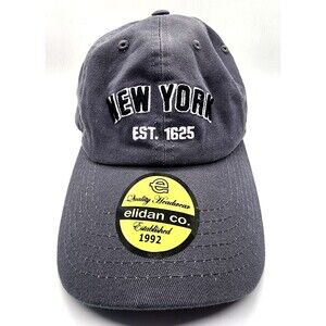 New York City NYC Embroidered Baseball Cap Black Faded Hat Est. 1625